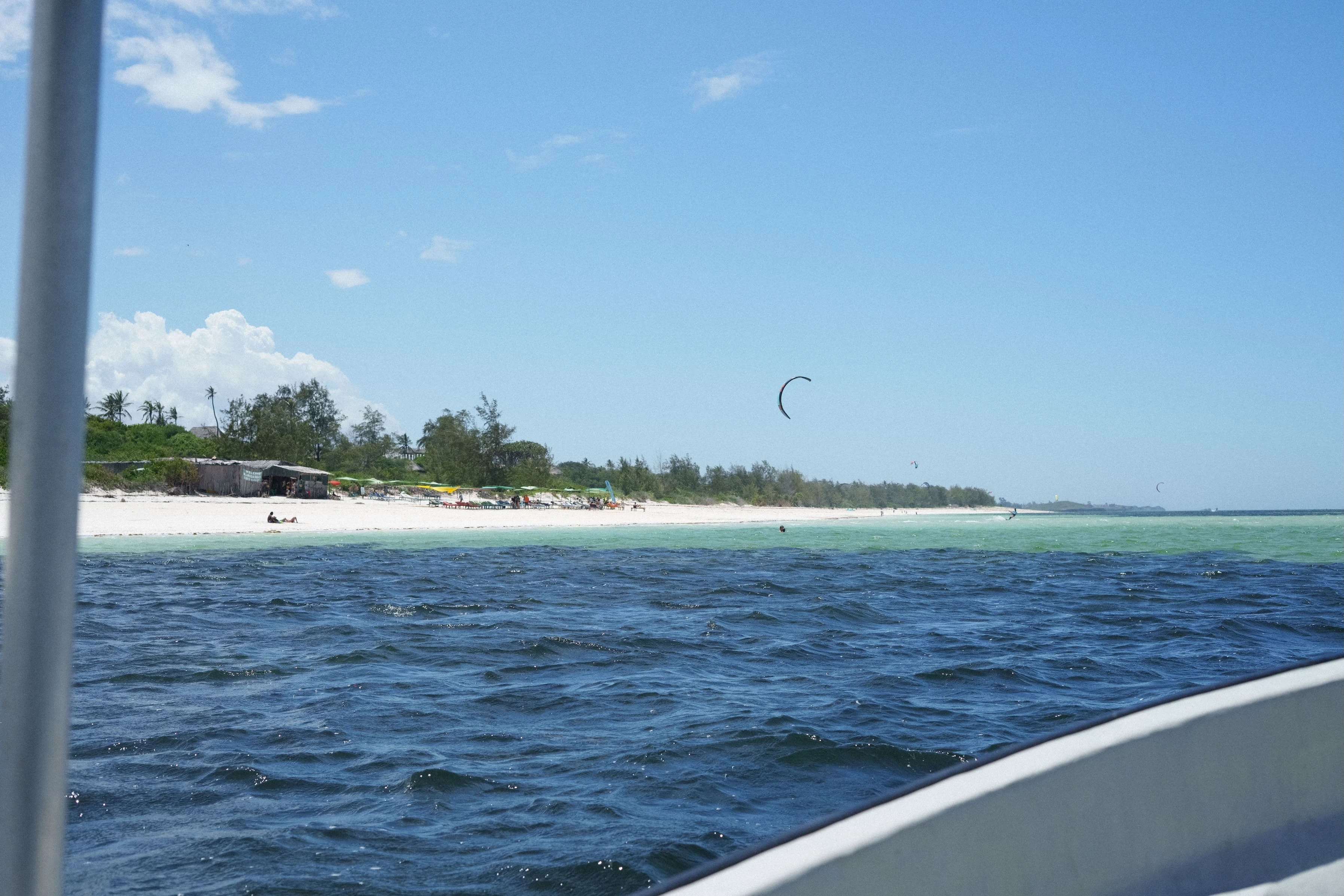 Watamu beach with kite-surfing in the background