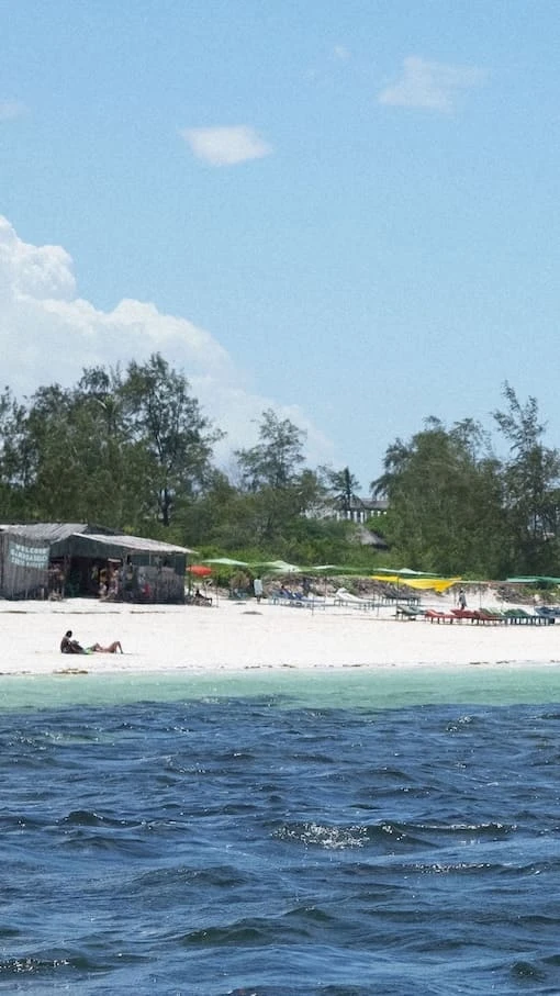 Watamu beach with kite-surfing in the background