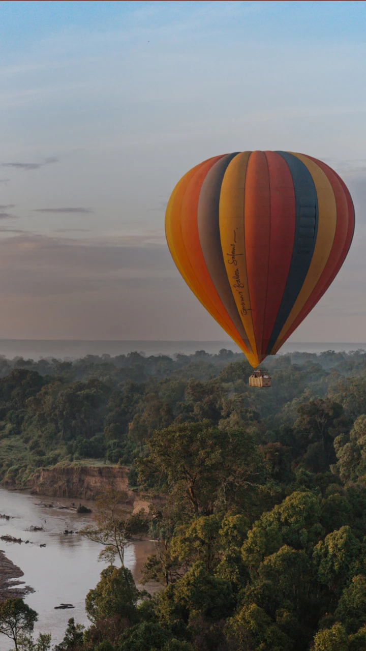 View of the hot air balloons in the sky