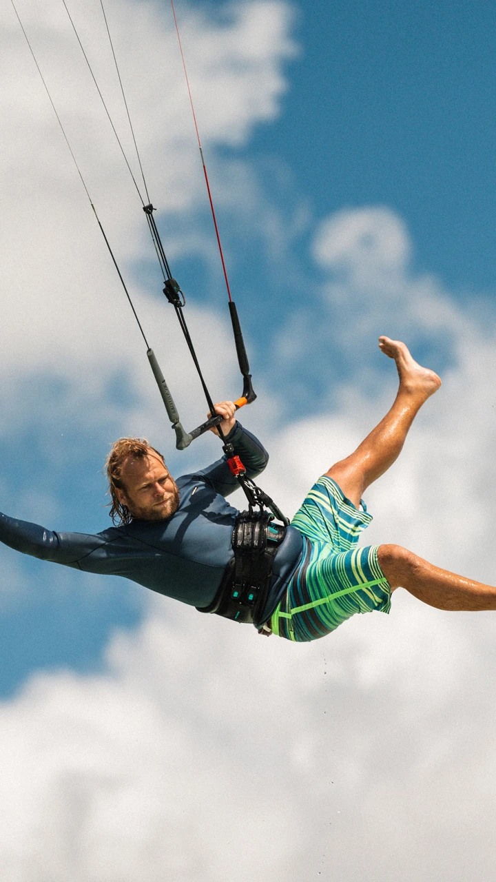 Kite-surfer in air